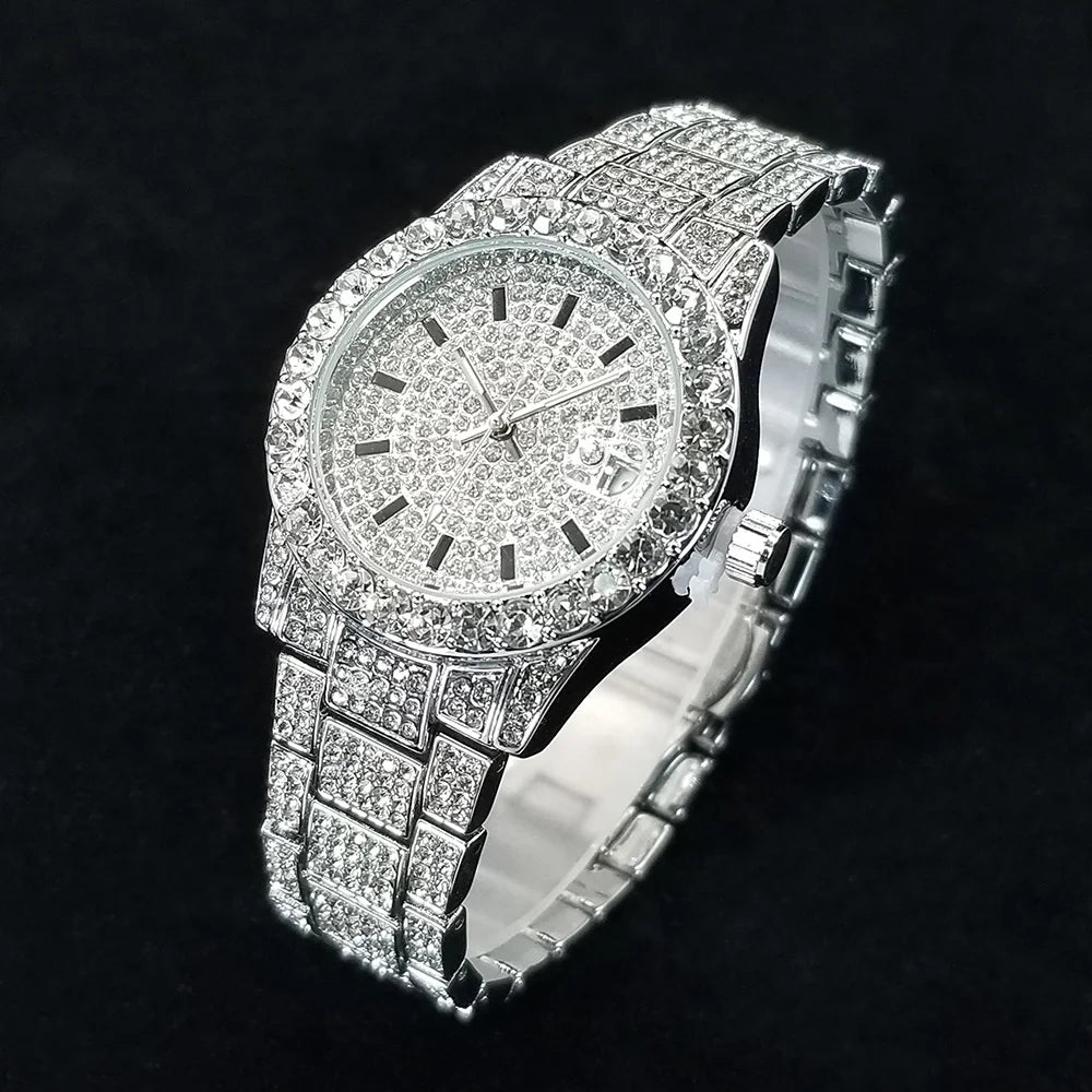Iced Out Diamond Quartz Watch