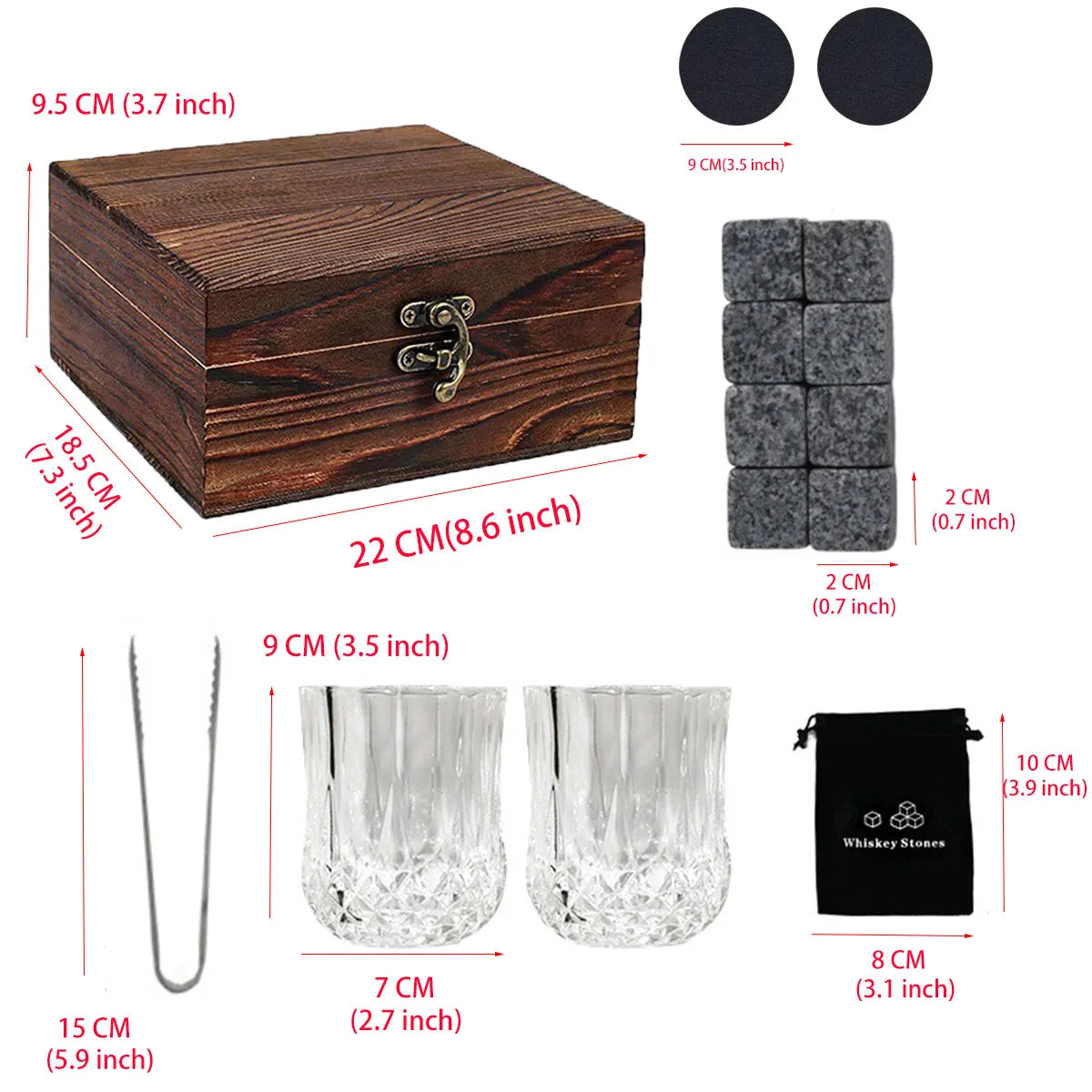 Whiskey Granite Stones Glass Set Men Gift