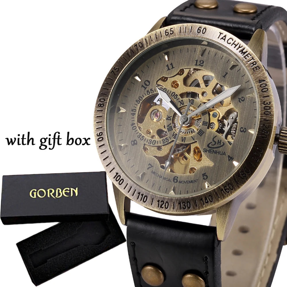 Men's Retro Leather Mechanical Watch