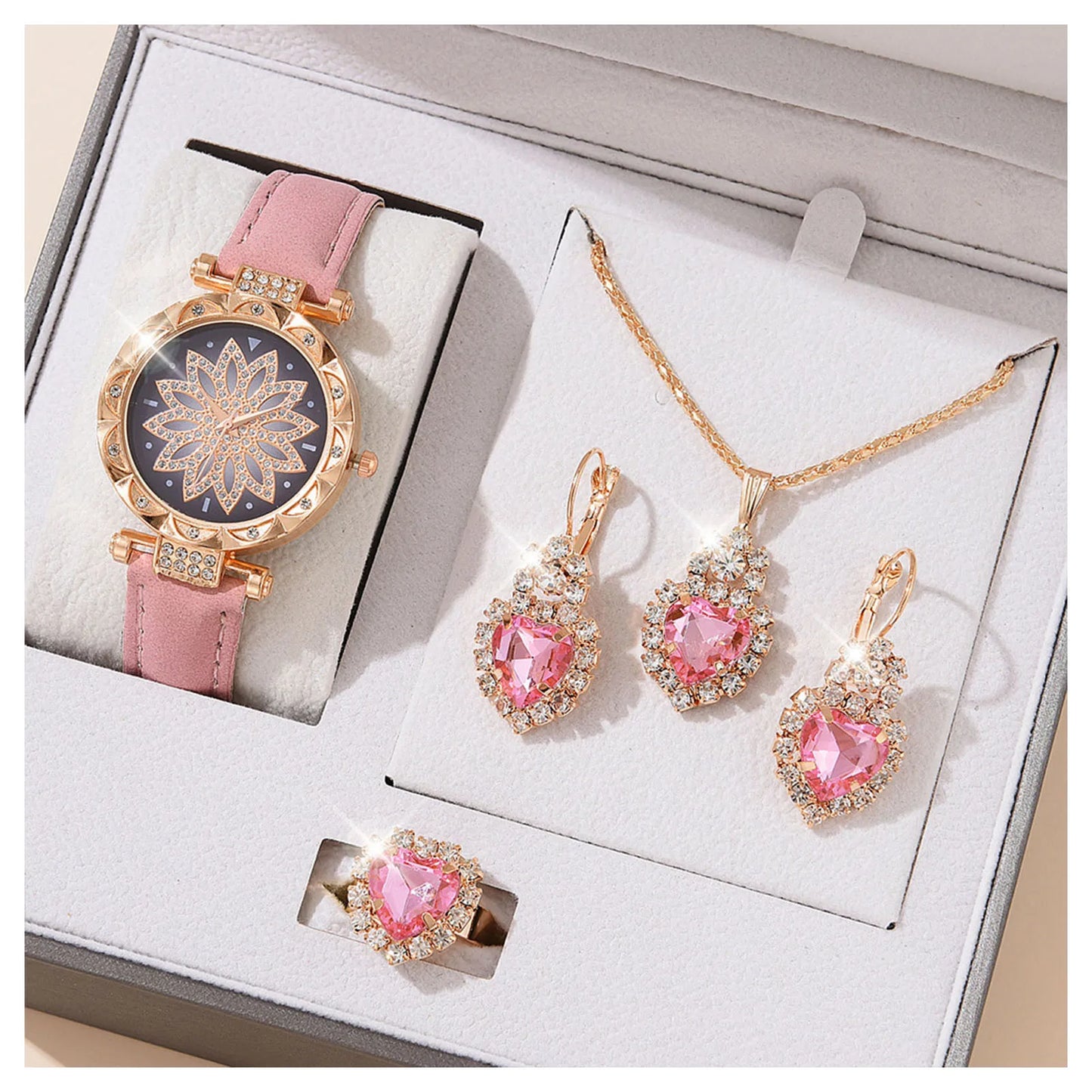 Women's Crystal Watch Jewelry Gift Set