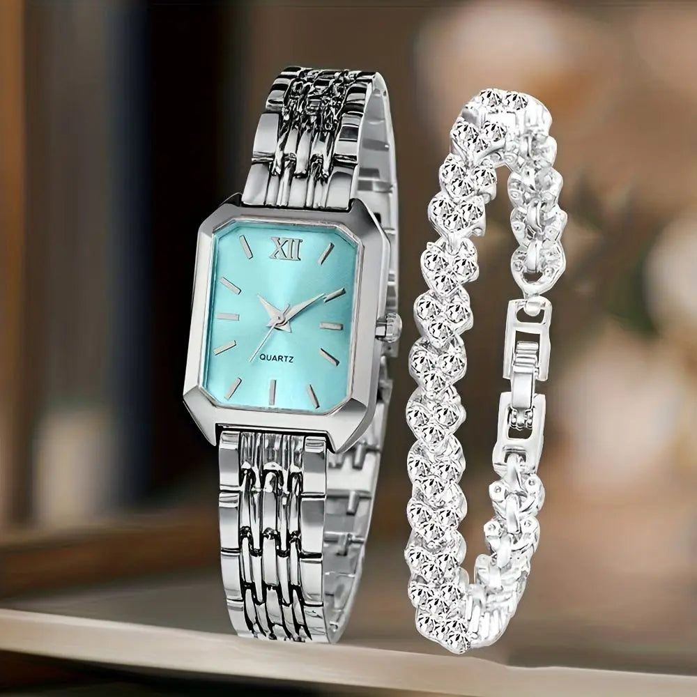 Women's Heart Chain Quartz Watch Set