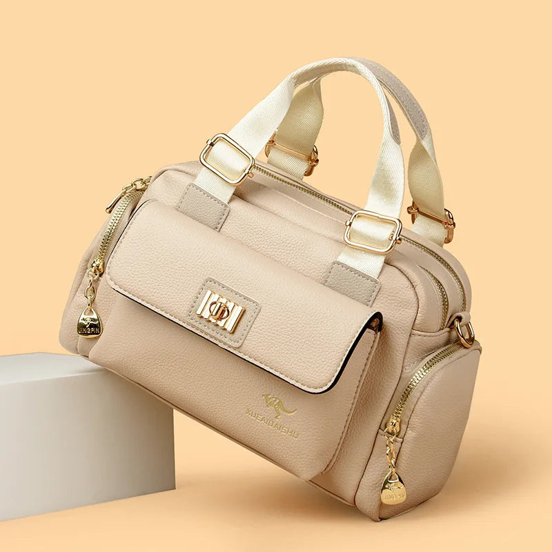 Women's Soft Leather Locomotive Crossbody Bag