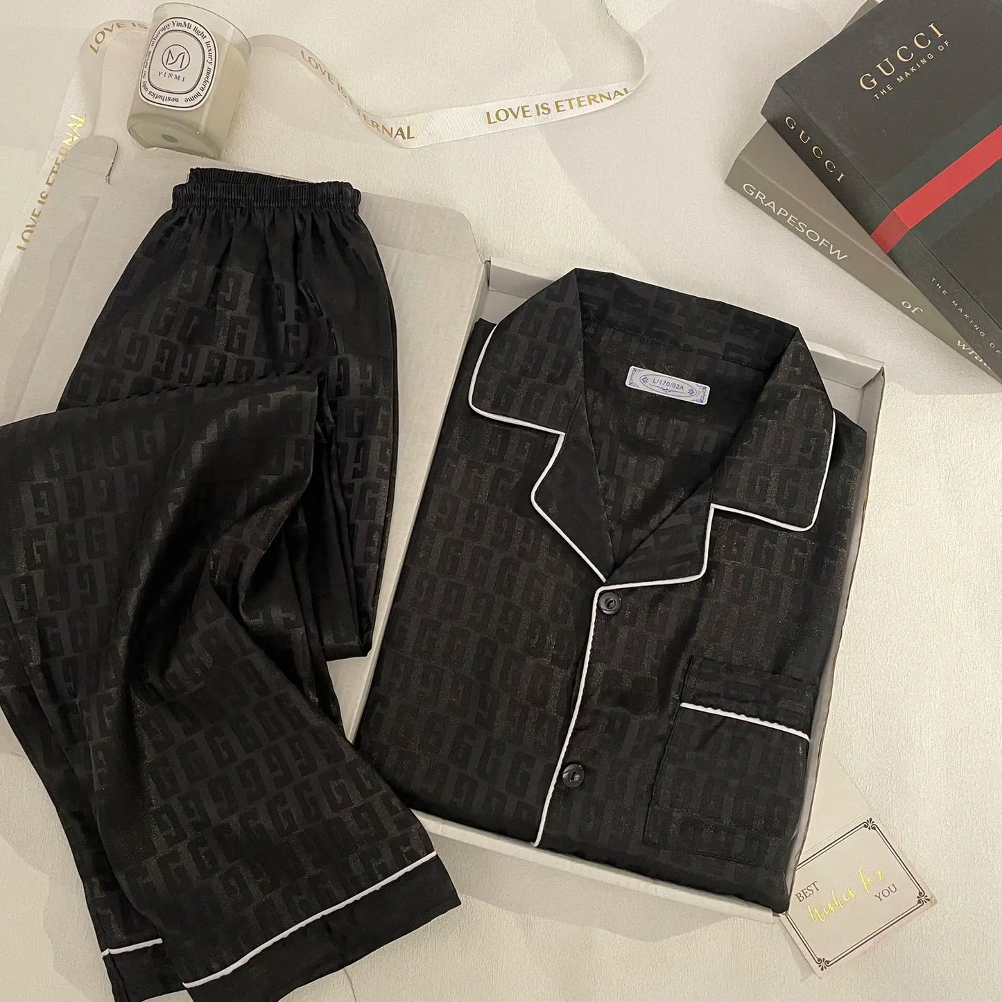 Ice Silk Men Loungewear Pajama Set