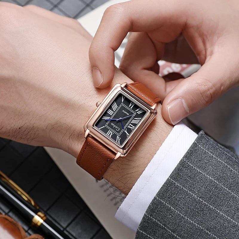 Men's Fashion Leather Strap Quartz Watch