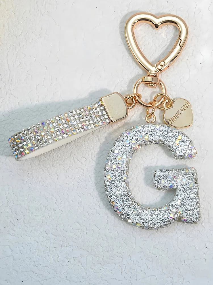 Crystal Initial Letter Keychain