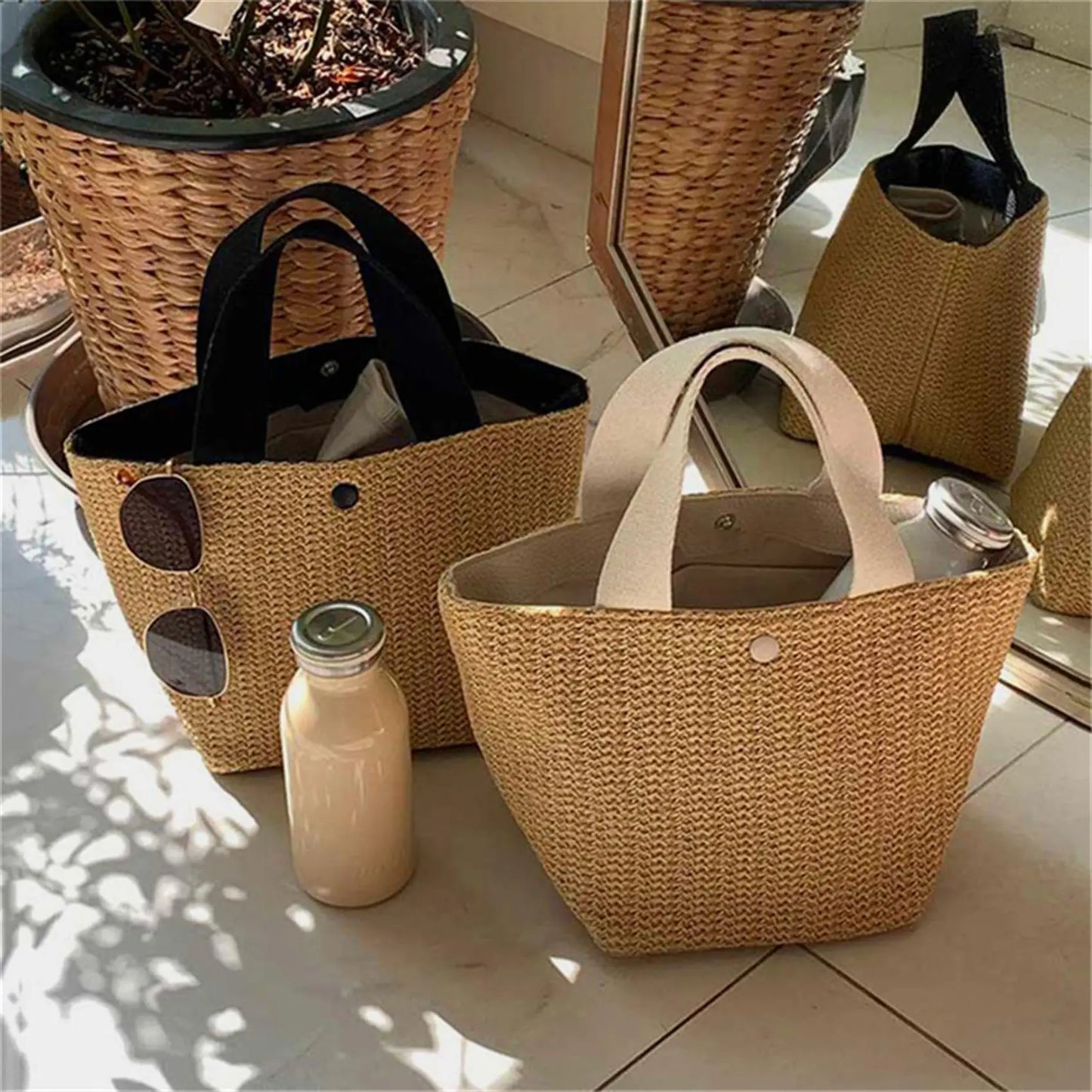 Straw Woven Beach Tote