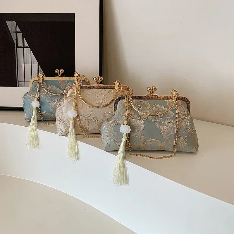 Embroidered Silk Shoulder Bag