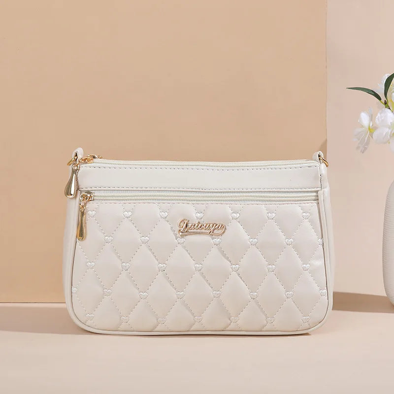 Embroidery Zipper Crossbody Bag