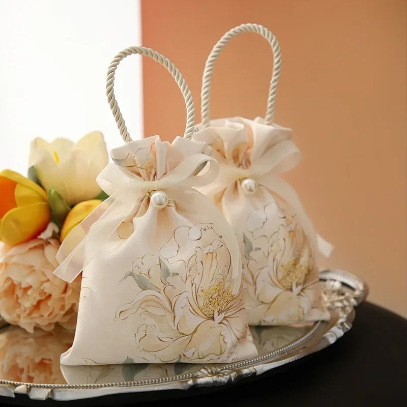 Bow Drawstring Gift Pouch Wedding Party