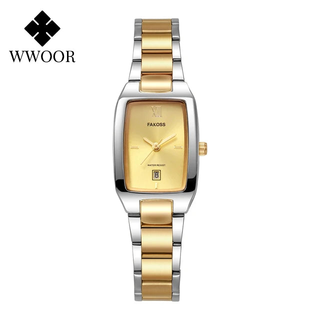 WWOOR Square Gold Steel Watch