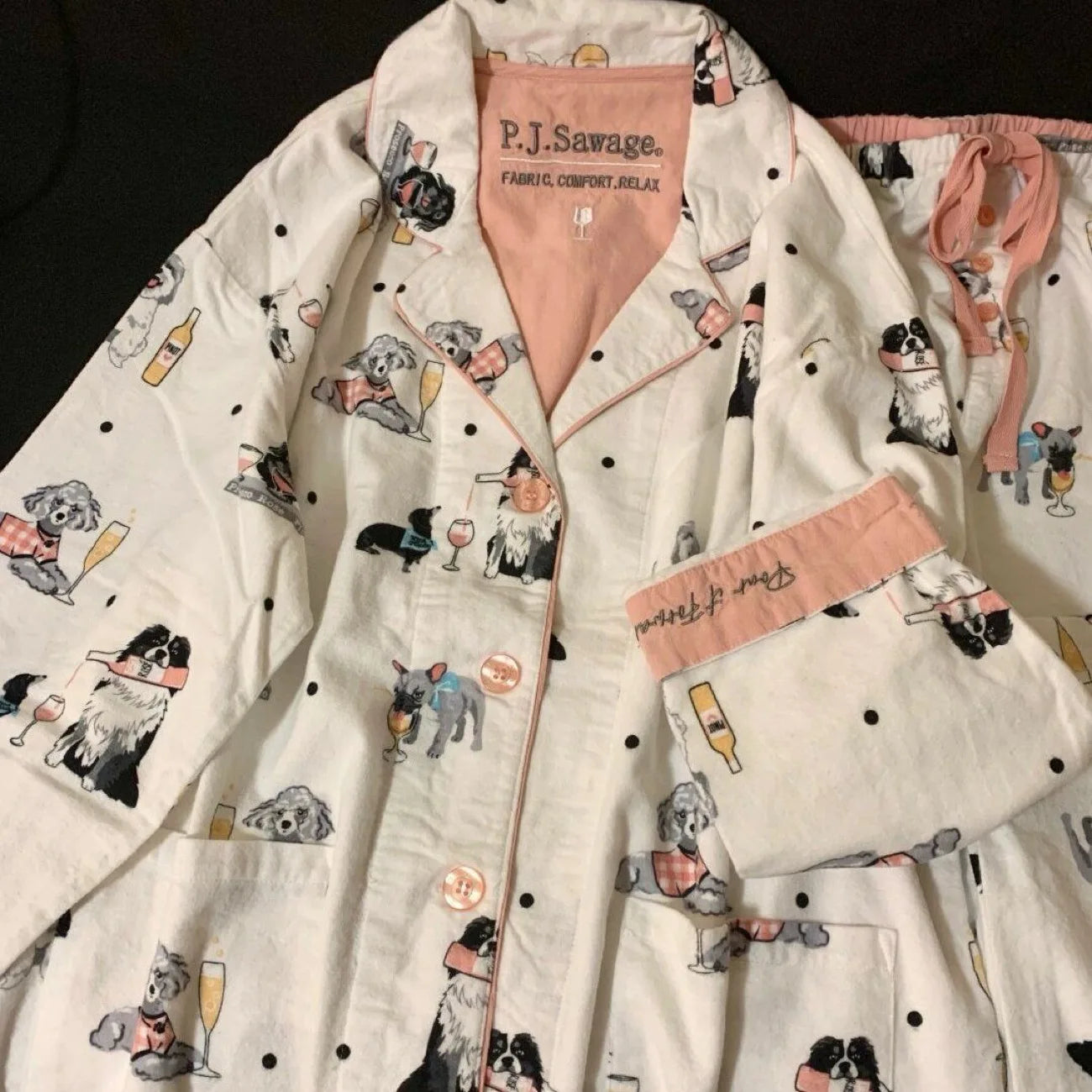Fleece Cartoon Women Pajama Set