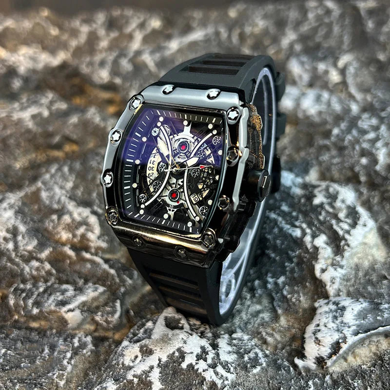 Men's Luminous Barrel Dial Luxury Watch
