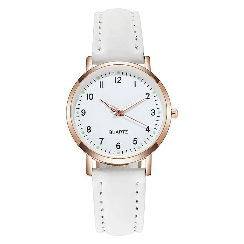 Women's Elegant Leather Bracelet Quartz Watch