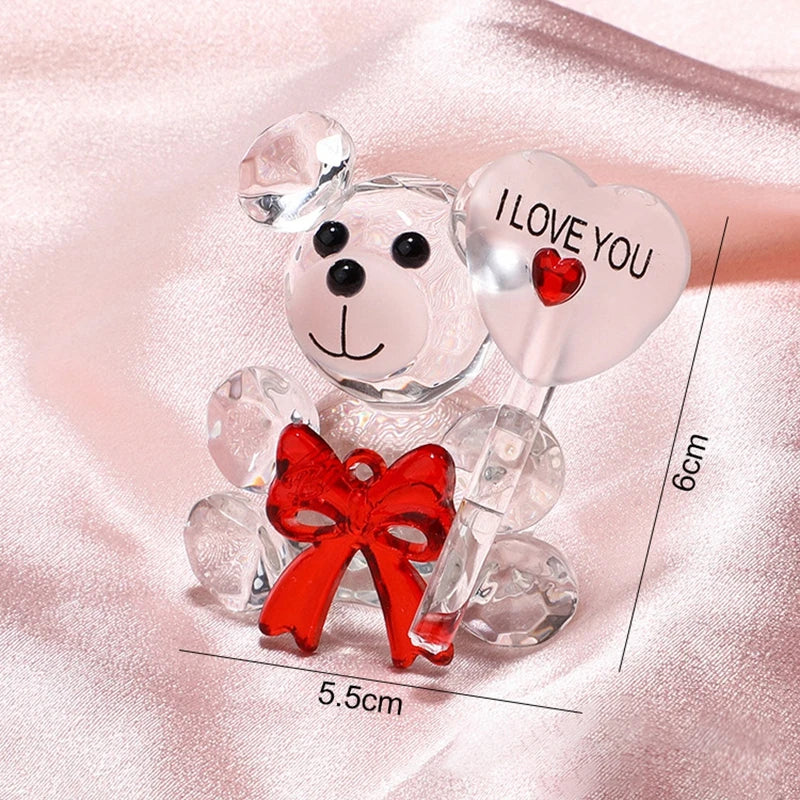 Crystal Bear Rose Valentine Wedding Gift