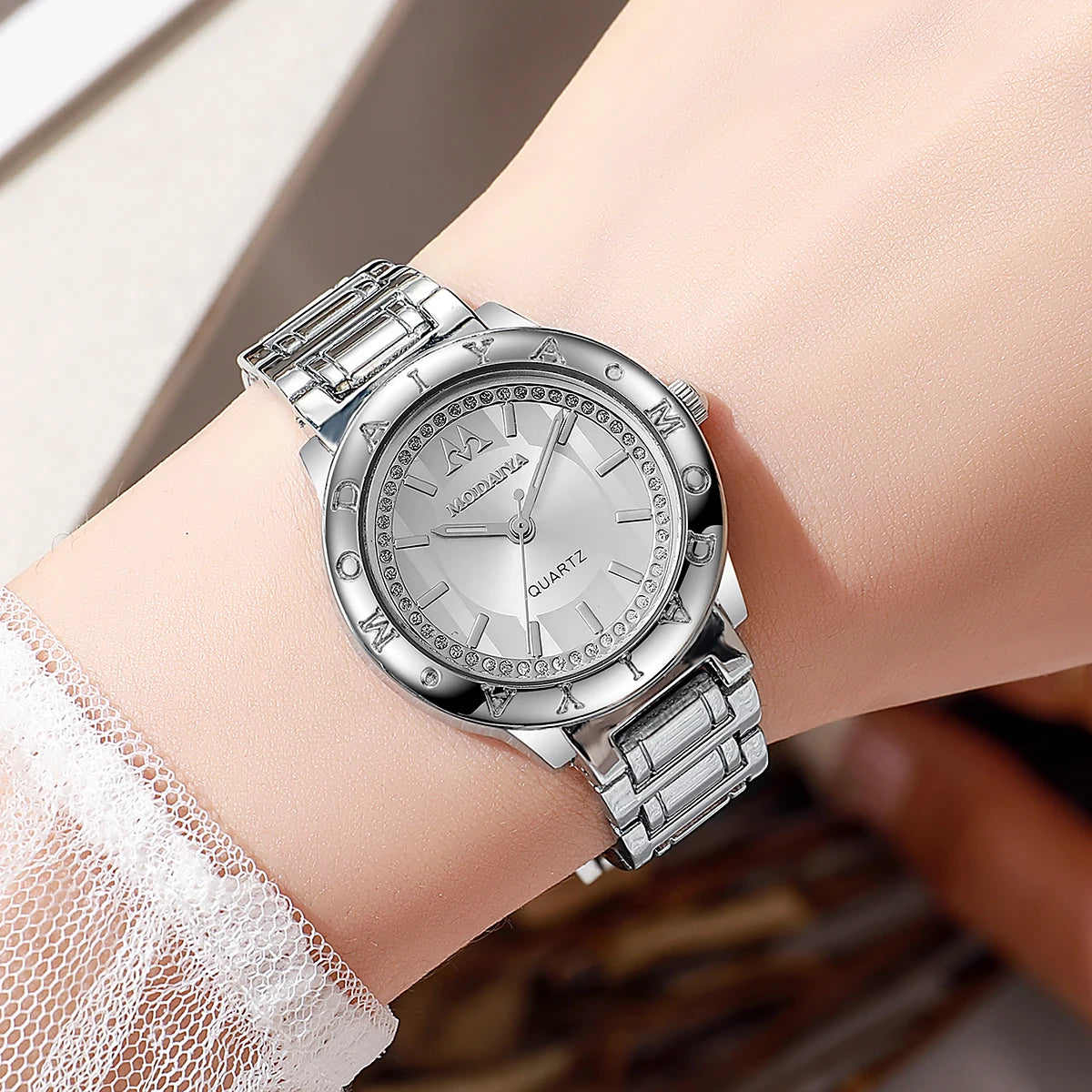 Gold Diamond Quartz Ladies Watch