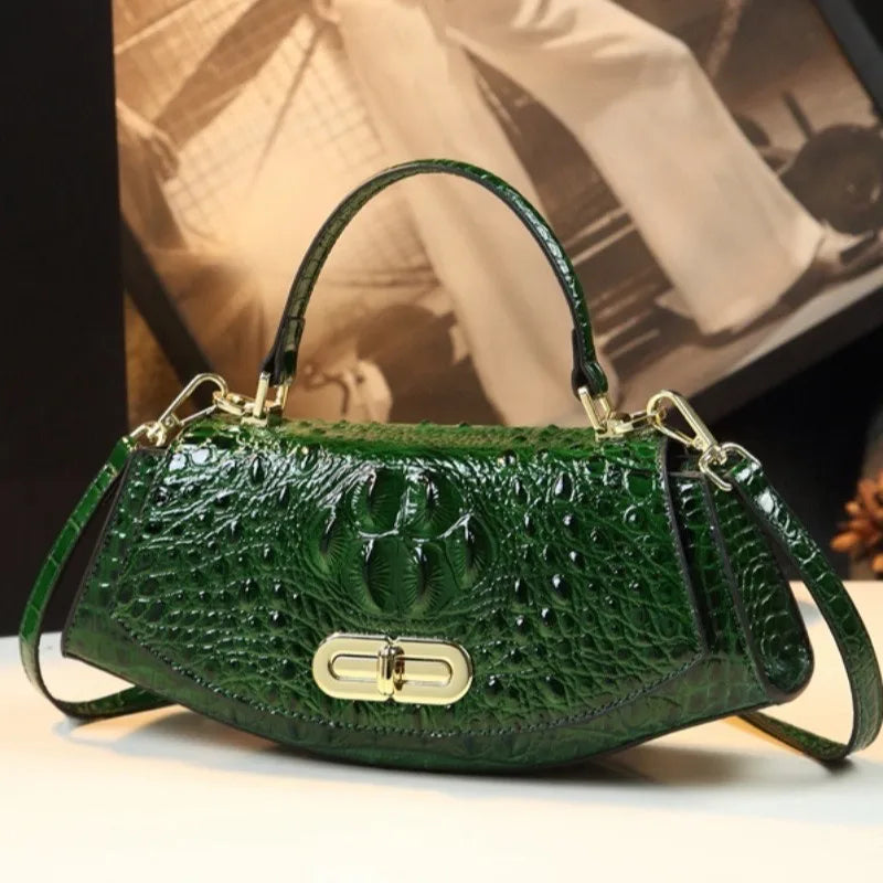 Women's Crocodile Pattern Leather Crossbody Bag