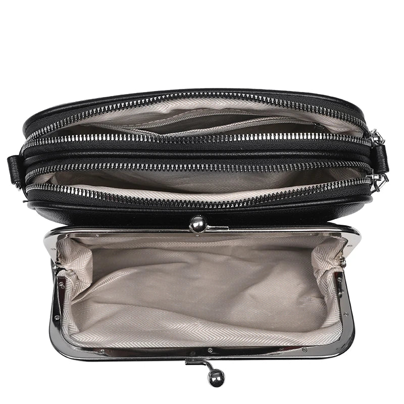 Women's Soft Leather Multi-Pocket Crossbody Bag