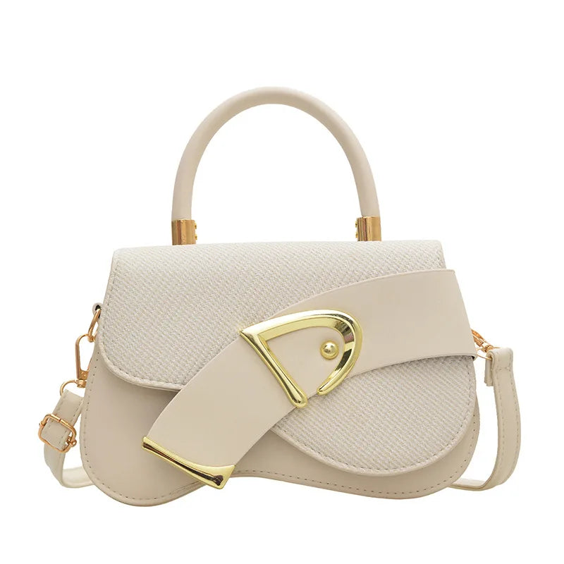 Women's Minimalist Shoulder Bag with Gold Hardware