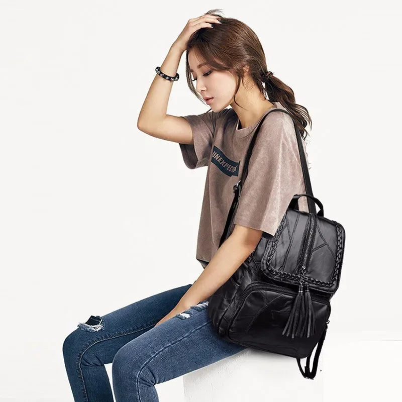 Leather Fashion Women Backpack