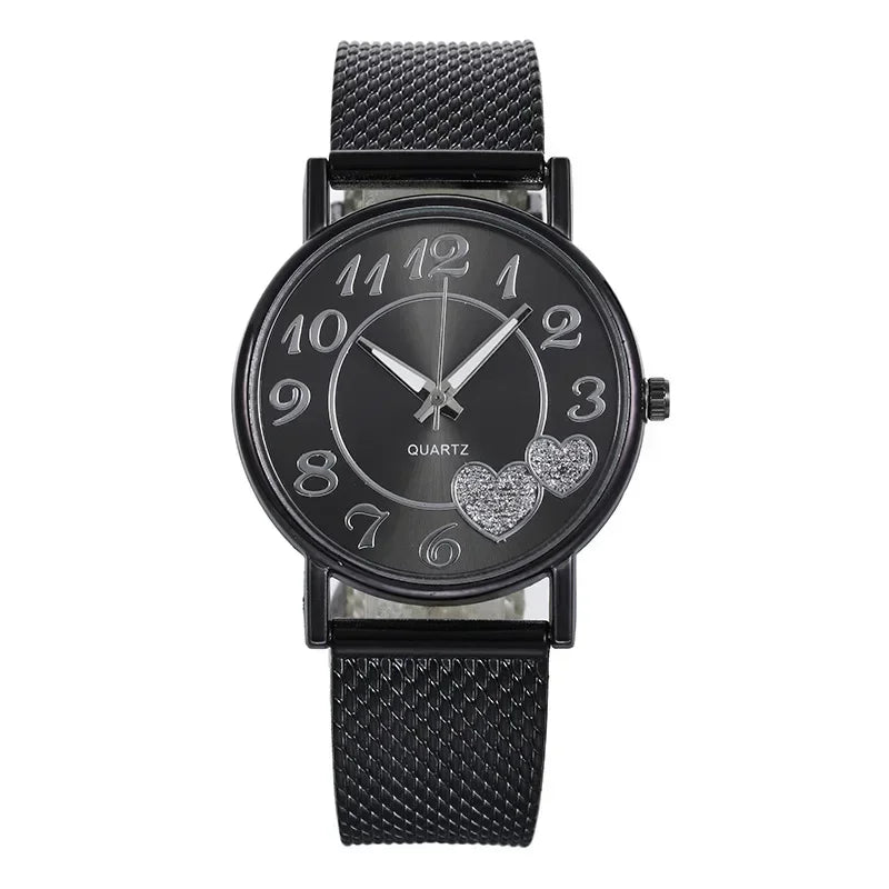 Rose Gold Heart Dial Ladies Watch