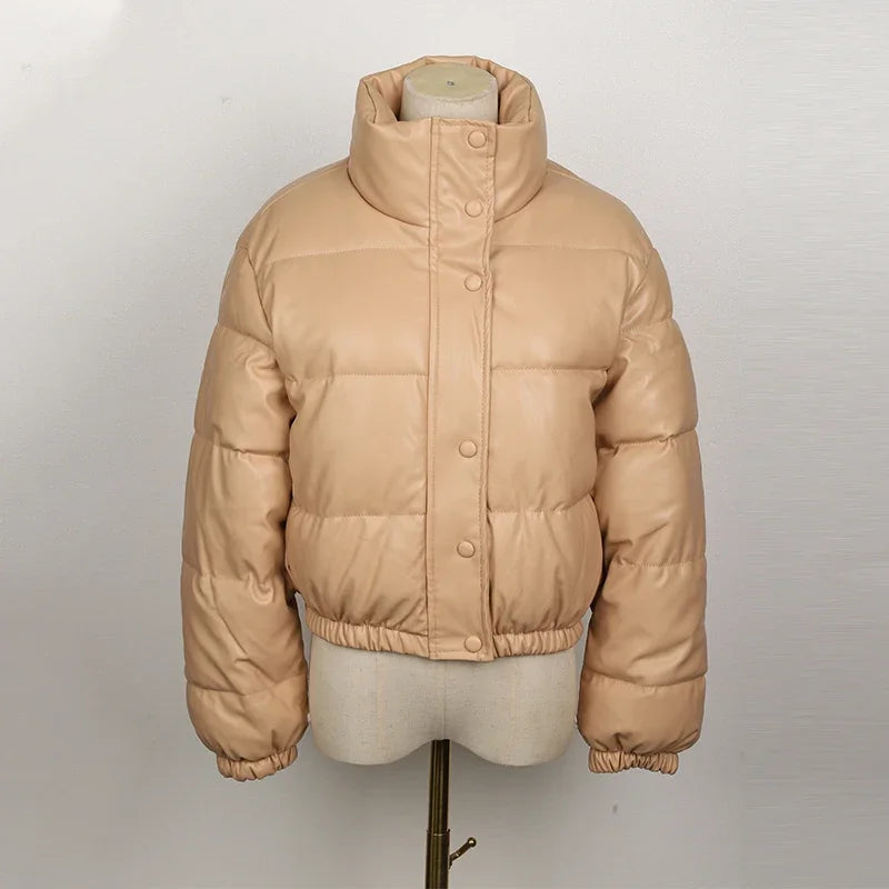 PU Leather Zipper Women Jacket