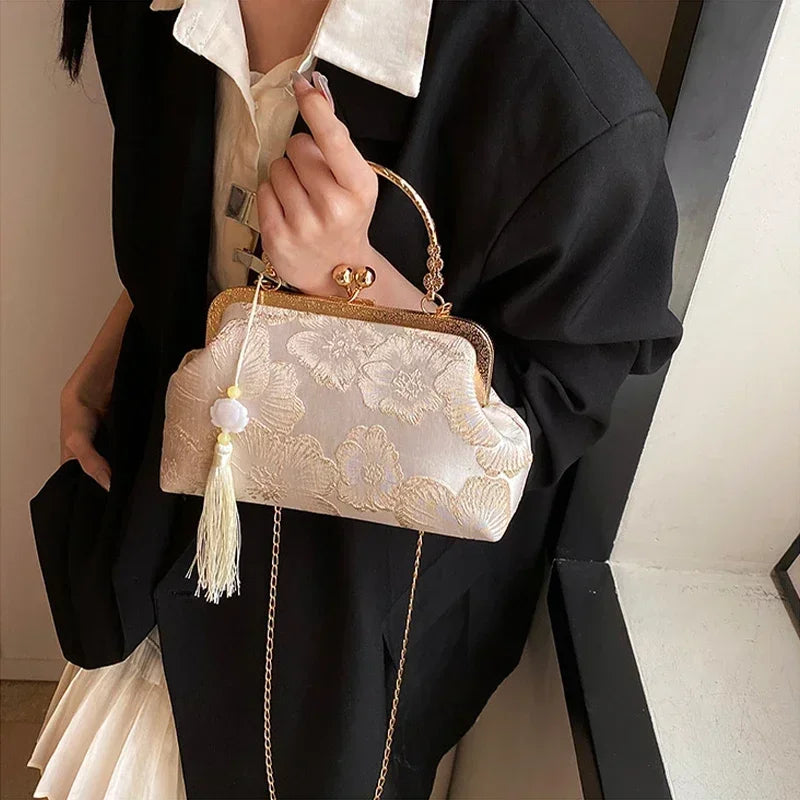 Embroidered Silk Shoulder Bag
