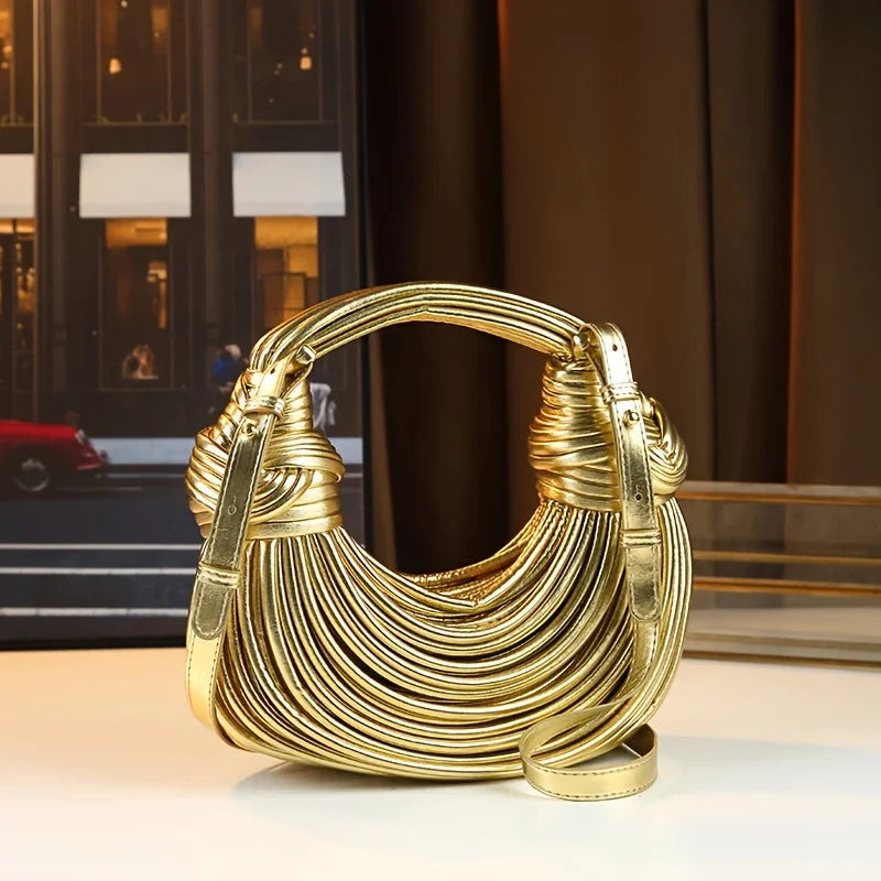 Women's Gold Handwoven Hobo Evening Clutch
