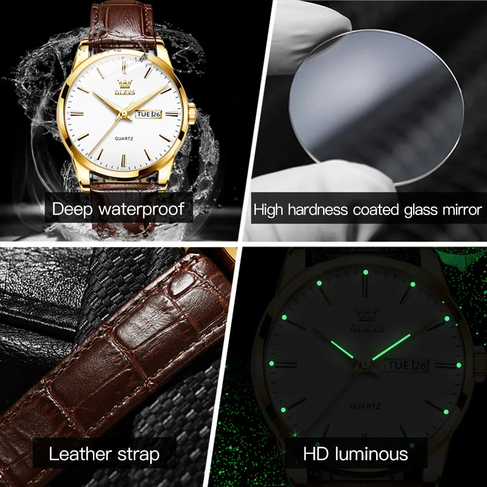 OLEVS Women's Waterproof Dual Calendar Watch