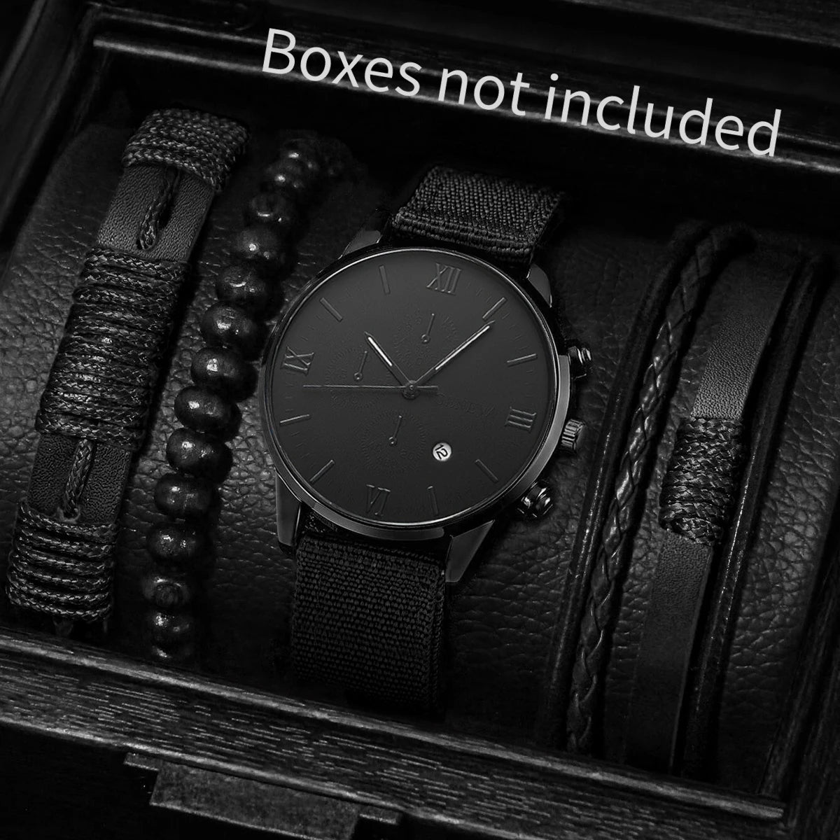Men's Quartz Watch & Bracelet Set (4-5pcs)