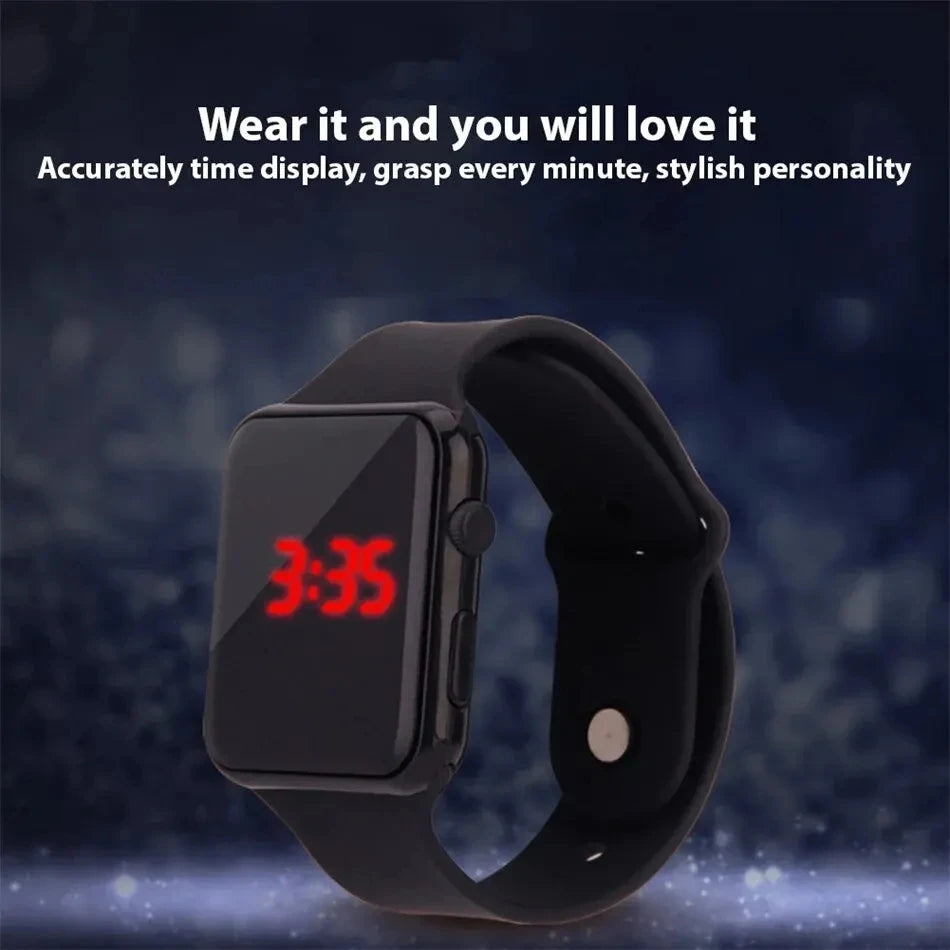 Men's Black Silicone LED Watch
