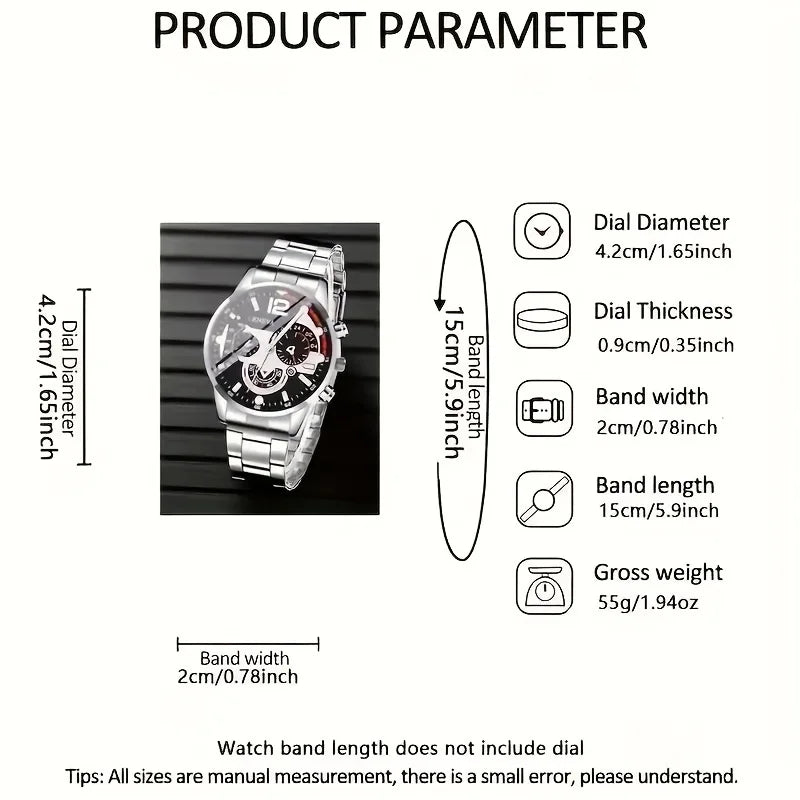 Men's Steel Sport Quartz Watch Set (4pcs)