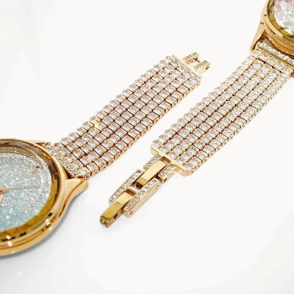 Women's Rose Quartz Diamond Jewelry Watch