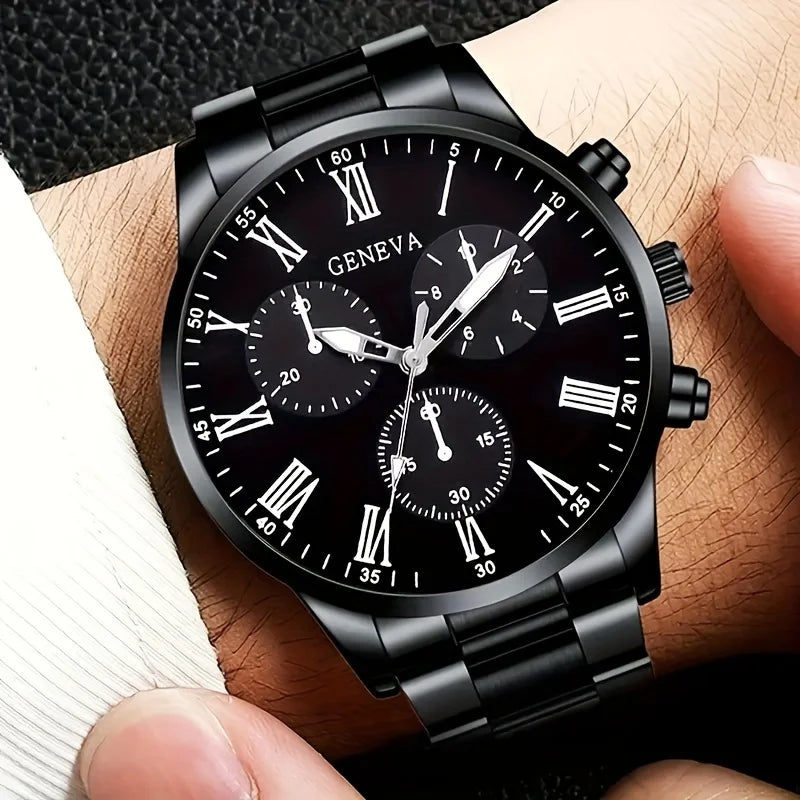 Men's Steel Sport Quartz Watch Set (4pcs)