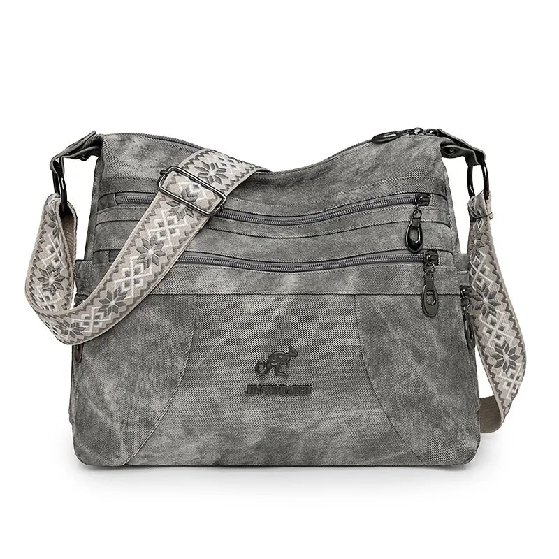 Denim Multi-Layer Crossbody Bag