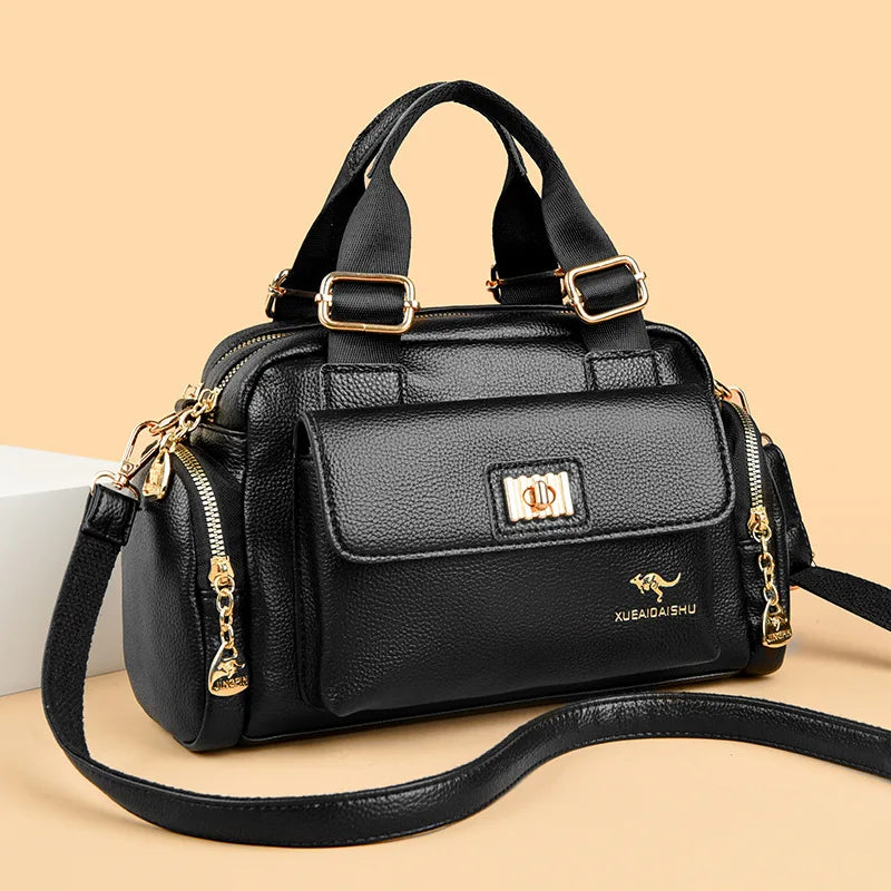 Women's Soft Leather Locomotive Crossbody Bag
