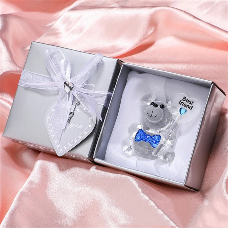 Crystal Bear Rose Gift Box Valentine