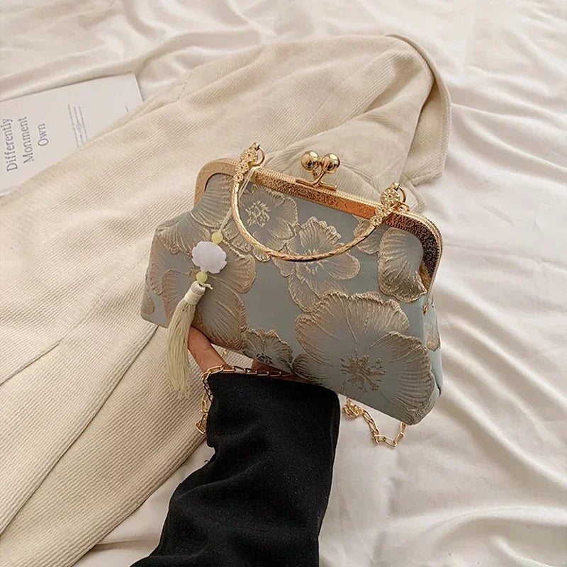 Embroidered Silk Shoulder Bag
