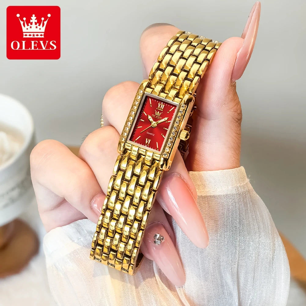 OLEVS Gold Square Quartz Watch