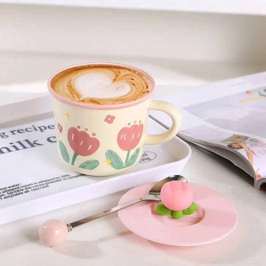Ceramic Tulip Coffee Mug Gift Women