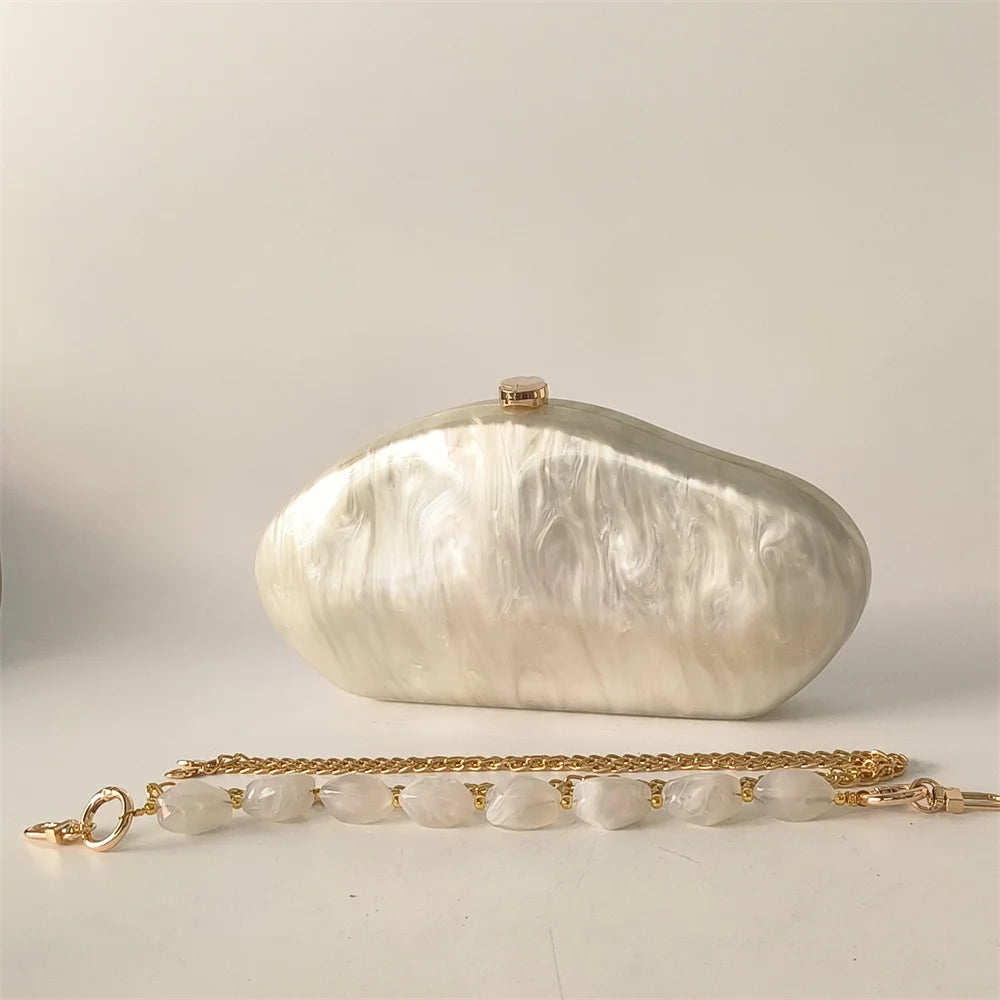 Women's Acrylic Shell Box Evening Shoulder Bag