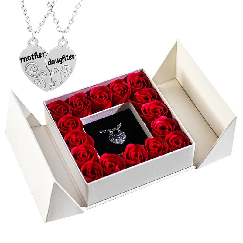 Women's Pendant Necklace Soap Rose Gift Box