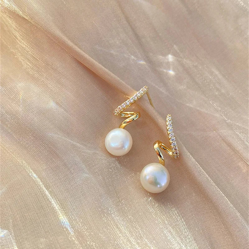 Pearl Diamond Twist Earrings