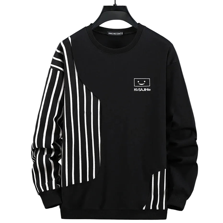 Men's Stripe Patchwork Sweatshirt Plus Size