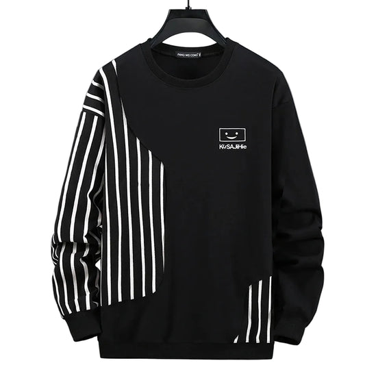 Men's Stripe Patchwork Sweatshirt Plus Size