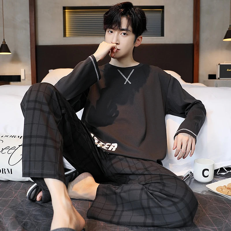 Cotton O-Neck Men Pajama Set