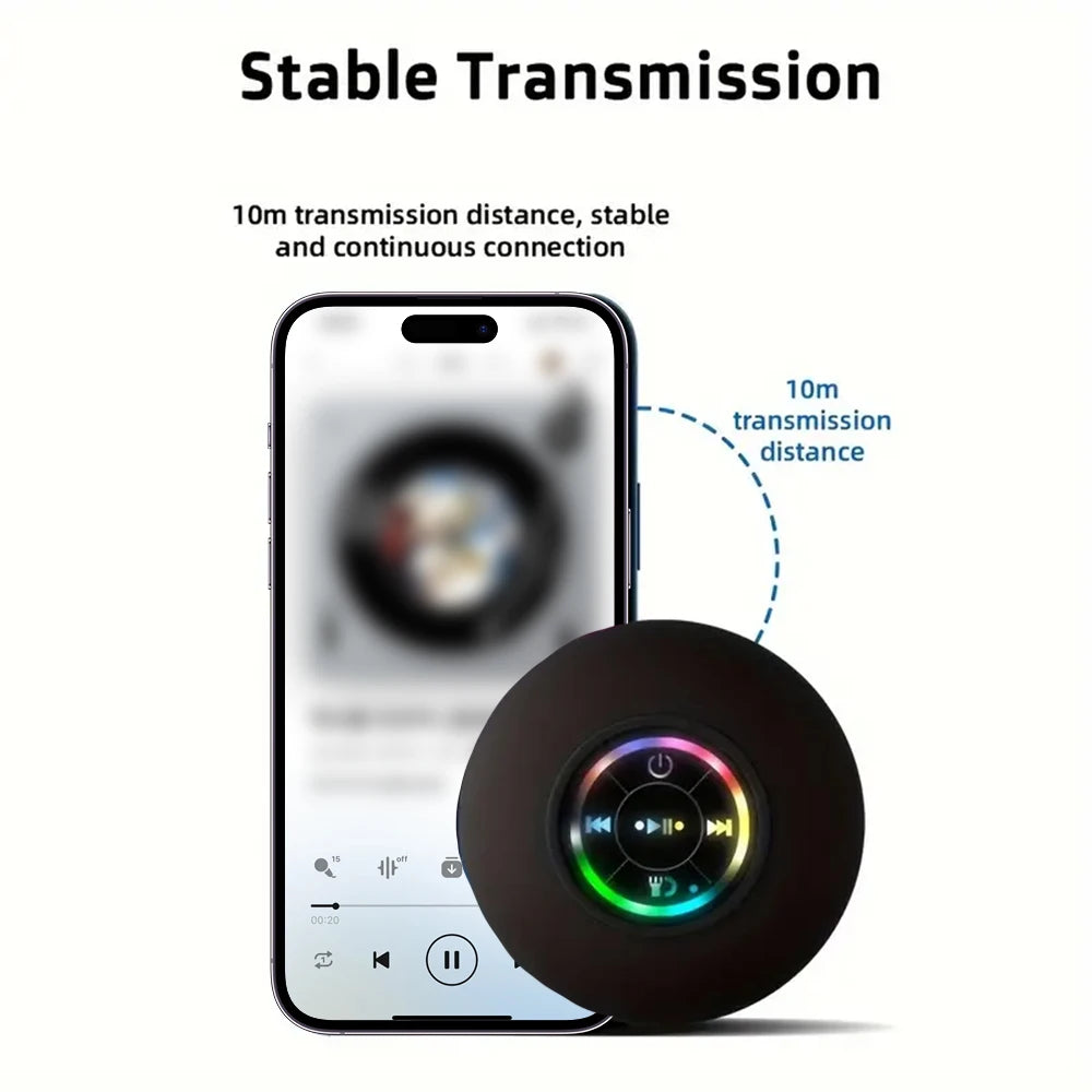 Portable Waterproof Bluetooth Speaker with LED