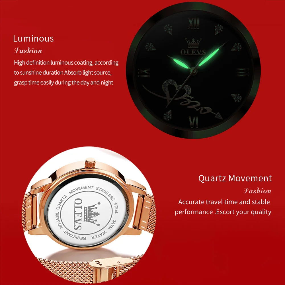 OLEVS Women's Luminous Quartz Watch Steel