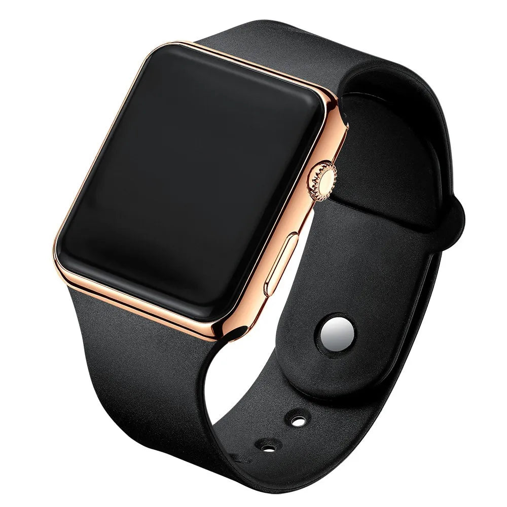 Men's Black Silicone LED Watch