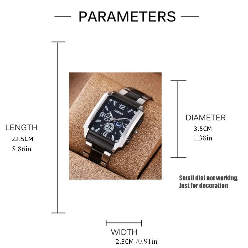 Rectangle Dial Men's Quartz Watch