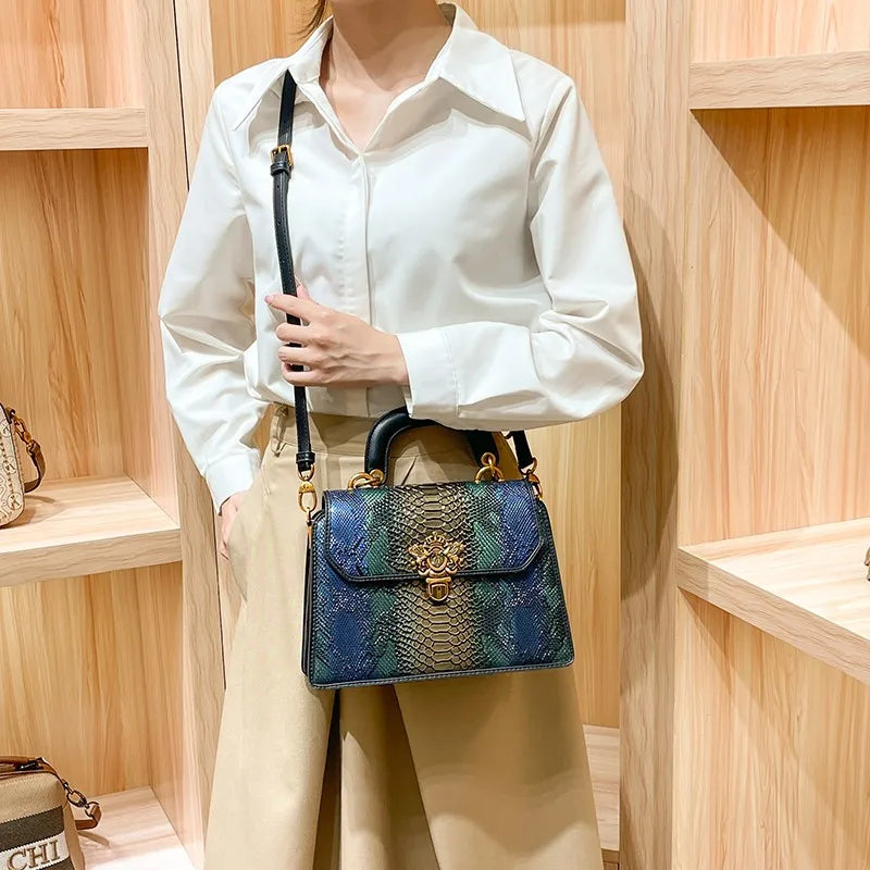 Women's Contrast Color Square Crossbody Bag